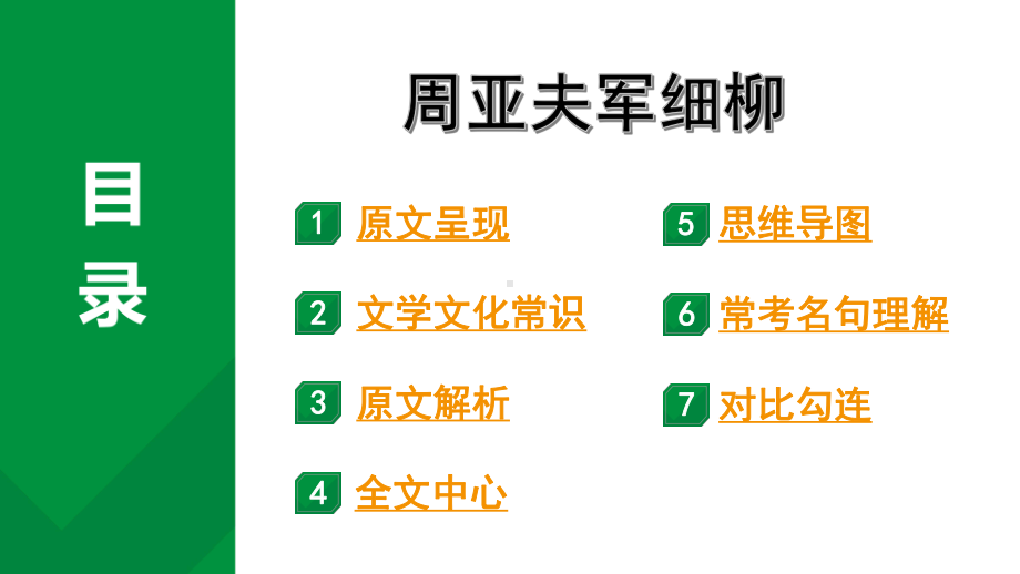 2024成都语文中考试题研究备考 古诗文阅读 专题一 文言文阅读 周亚夫军细柳“三行对译” （讲）（课件）.pptx_第1页