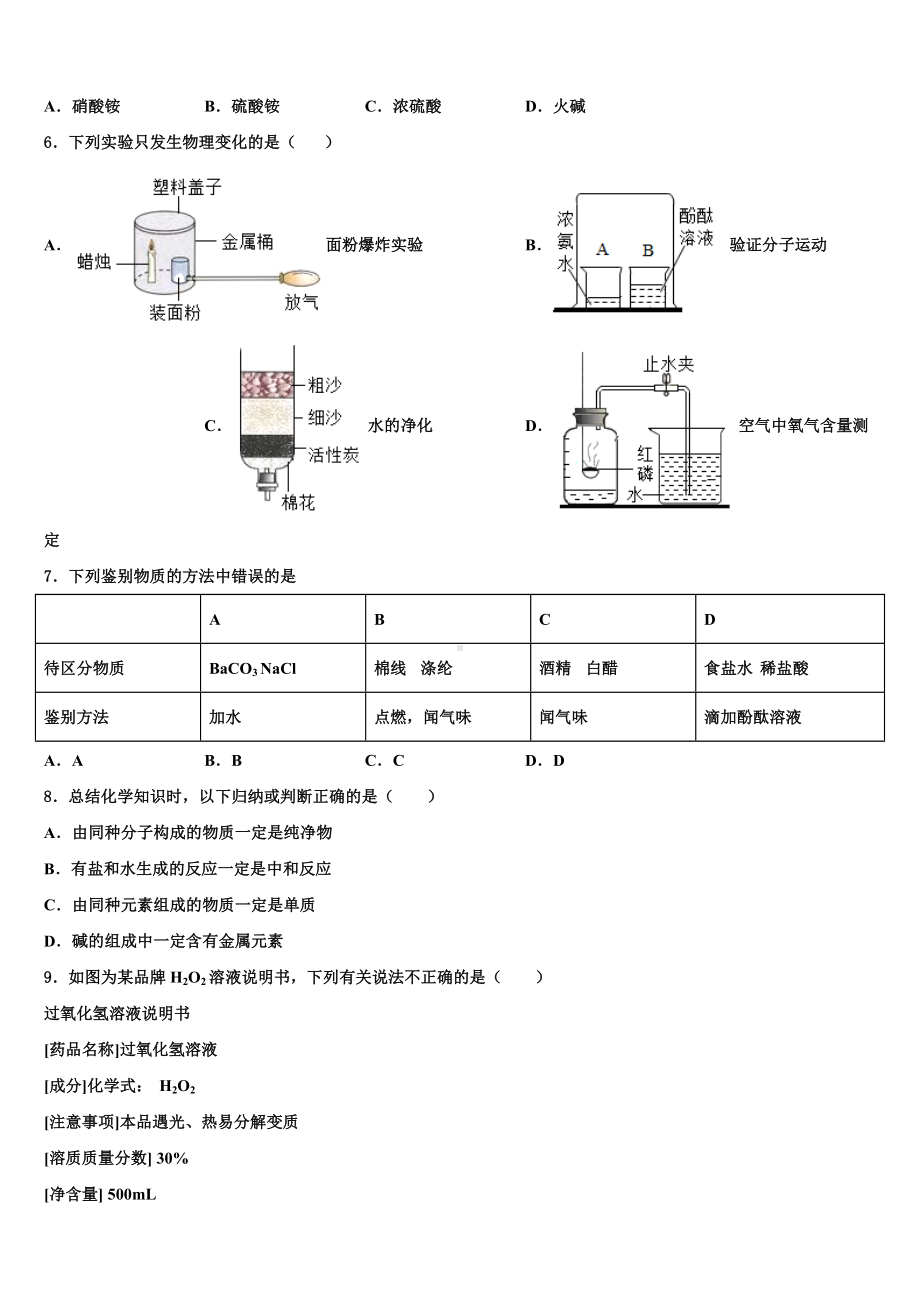 2023-2024学年陕西省商洛重点中学中考化学模试卷含解析.doc_第2页