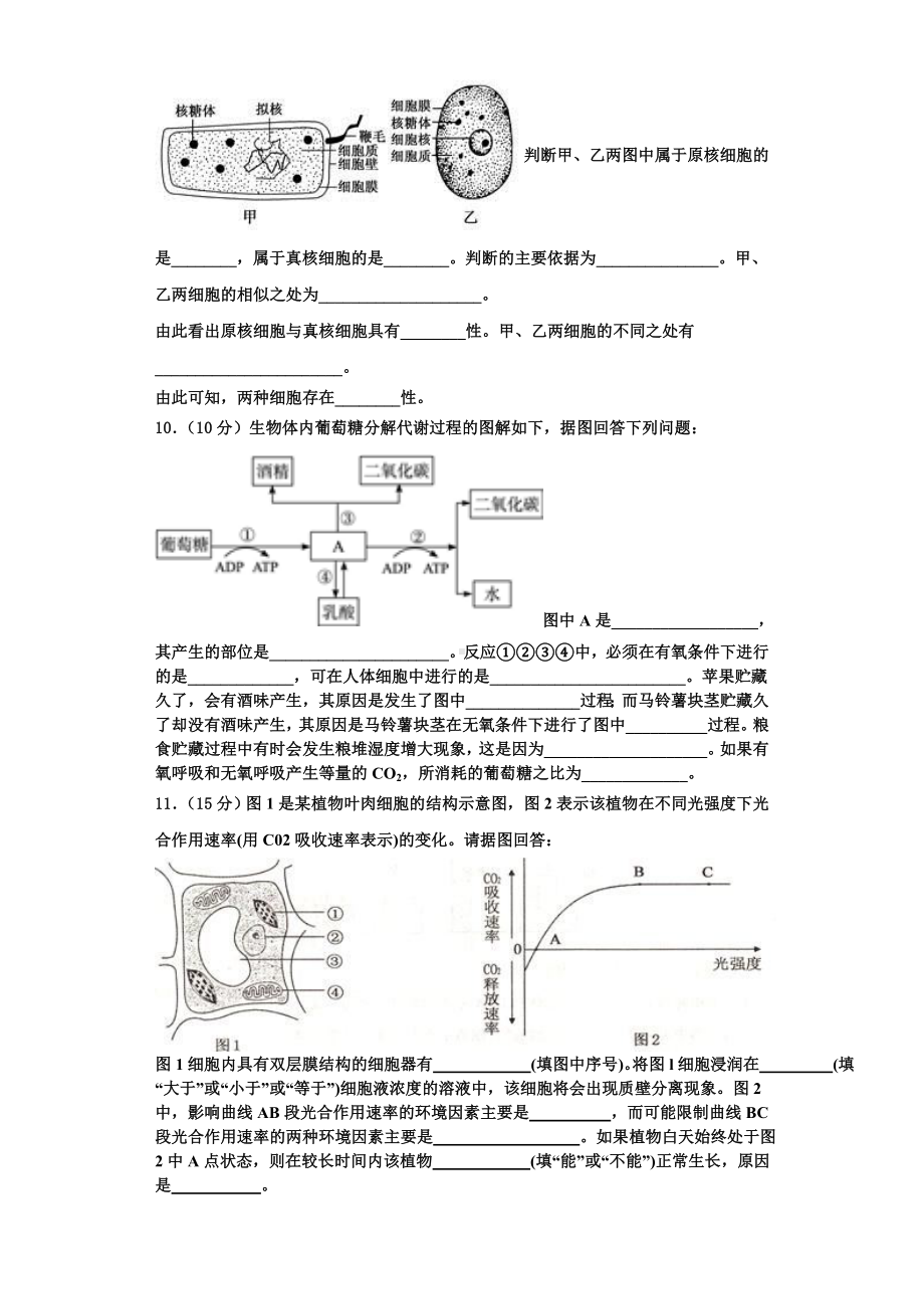 2023年江西名师联盟高一生物第一学期期末学业质量监测模拟试题含解析.doc_第3页