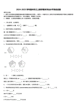 2024-2025学年霸州市三上数学期末学业水平测试试题含解析.doc