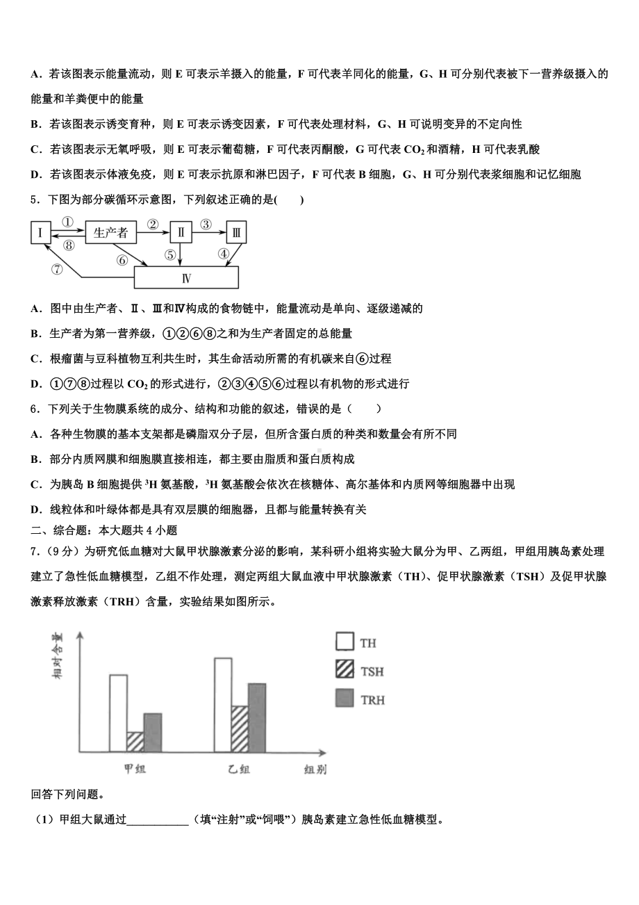 安徽省肥东市高级中学2023-2024学年高三下学期联考生物试题含解析.doc_第2页