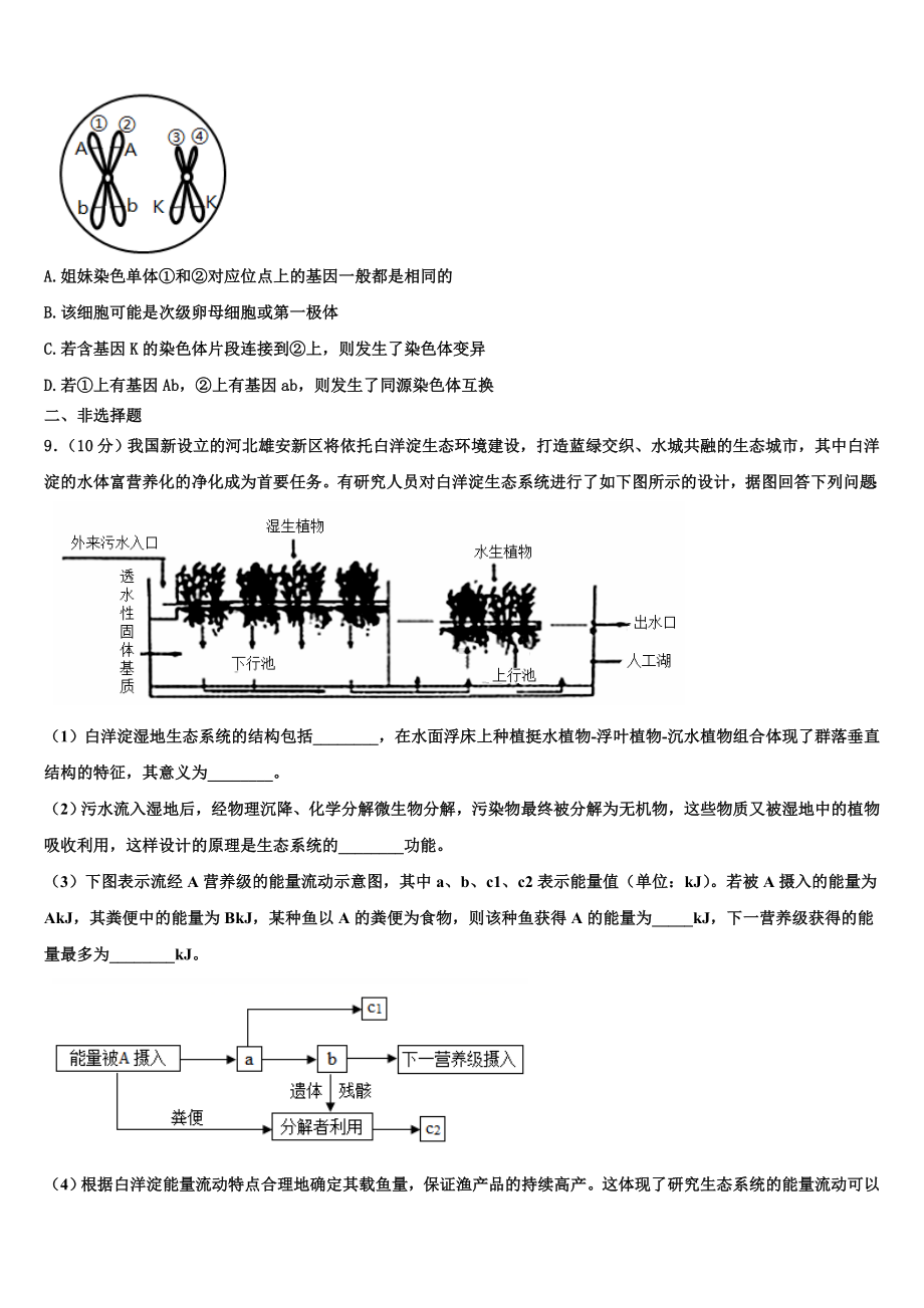 陕西省西安高新唐南中学2023-2024学年生物高二第一学期期末学业水平测试模拟试题含解析.doc_第3页