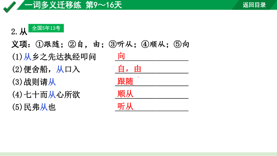 2024成都语文中考试题研究备考 专题一 文言文阅读 一词多义迁移练 第9～16天（课件）.pptx_第3页