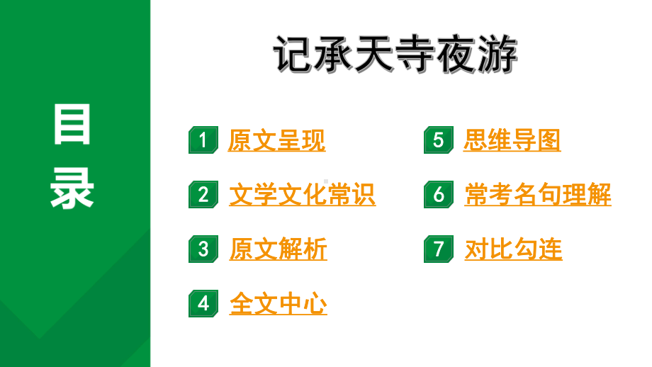 2024成都语文中考试题研究备考 古诗文阅读 专题一 文言文阅读 记承天寺夜游“三行对译”（讲）（课件）.pptx_第1页