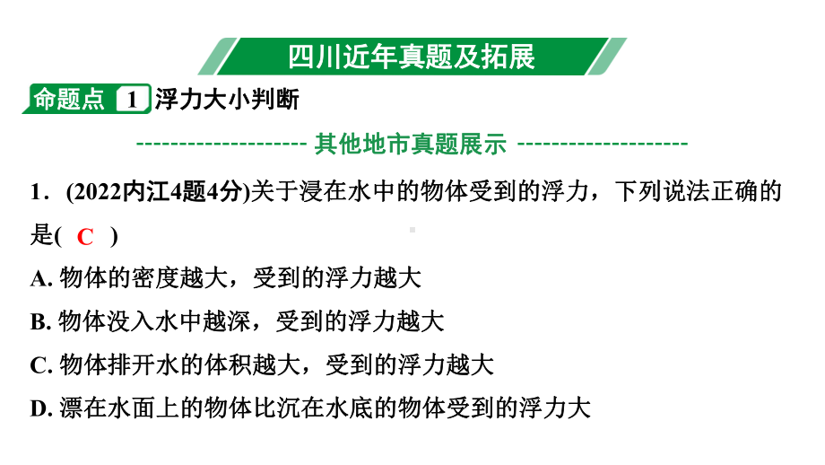 2024四川中考物理二轮重点专题研究 微专题 浮力阿基米德原理（课件）.pptx_第3页