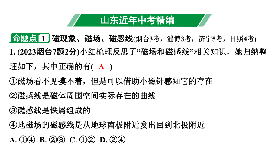 2024山东中考物理二轮重点专题研究 第十五章电与磁（课件）.pptx_第3页