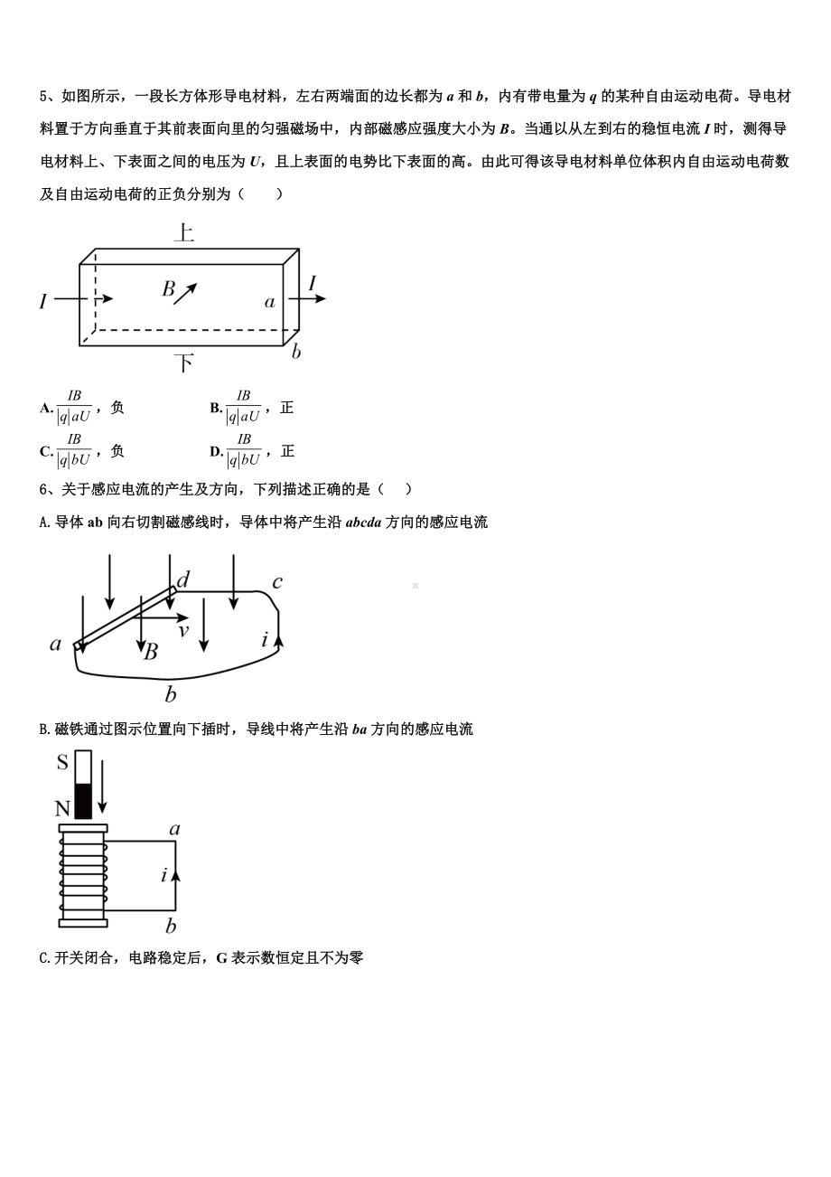 四川省峨眉第二中学校2023-2024学年物理高二第一学期期末达标检测模拟试题含解析.doc_第2页