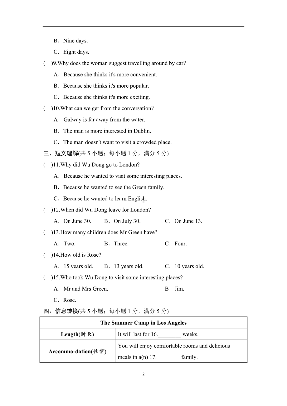 单元测试-2024-2025学年外研版英语八年级下册.docx_第2页