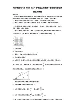 湖北省黄冈八模2023-2024学年高三物理第一学期期末学业质量监测试题含解析.doc