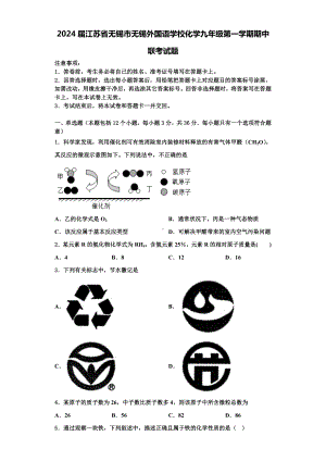 2024届江苏省无锡市无锡外国语学校化学九年级第一学期期中联考试题含解析.doc