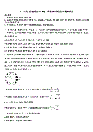 2024届山东省蒙阴一中高二物理第一学期期末调研试题含解析.doc