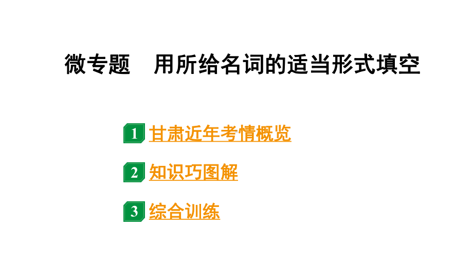 2024甘肃中考英语二轮复习 微专题 用所给名词的适当形式填空（课件）.pptx_第1页