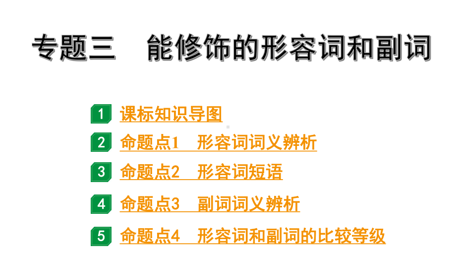 2024长沙中考英语二轮复习 专题三 能修饰的形容词和副词（课件）.pptx_第1页