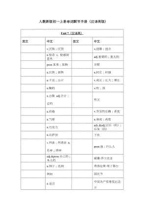 2024新人教版七年级上册《英语》Unit 7 (汉译英版).docx