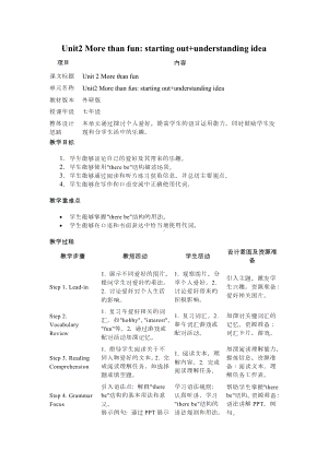 Unit2 More than fun starting out understanding idea教学设计-2024新外研版七年级上册《英语》.docx