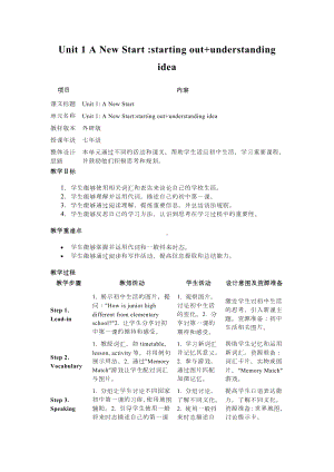 Unit 1 A New Start starting out understanding idea教学设计-2024新外研版七年级上册《英语》.docx