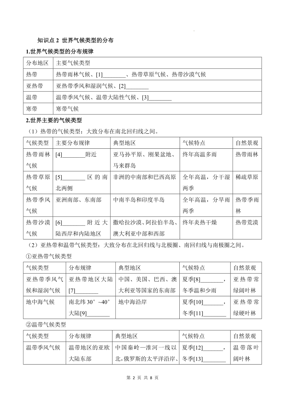 人教版（2024）七年级上册地理第四章天气与气候4.4 世界的气候 导学案（含答案）.docx_第2页