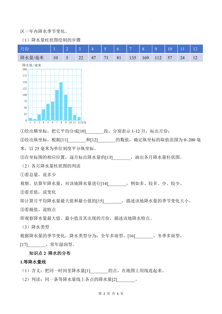 人教版（2024）七年级上册地理第四章天气与气候4.3降水的变化与分布 导学案（含答案）.docx_第2页