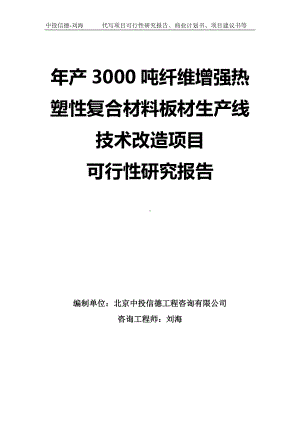 年产3000吨纤维增强热塑性复合材料板材生产线技术改造项目可行性研究报告-模板.doc