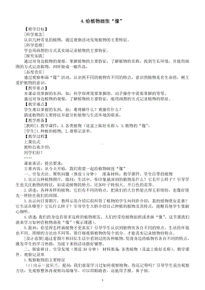 小学科学新教科版一年级上册第一单元第4课《给植物画张“像”》教案（2024秋）.doc