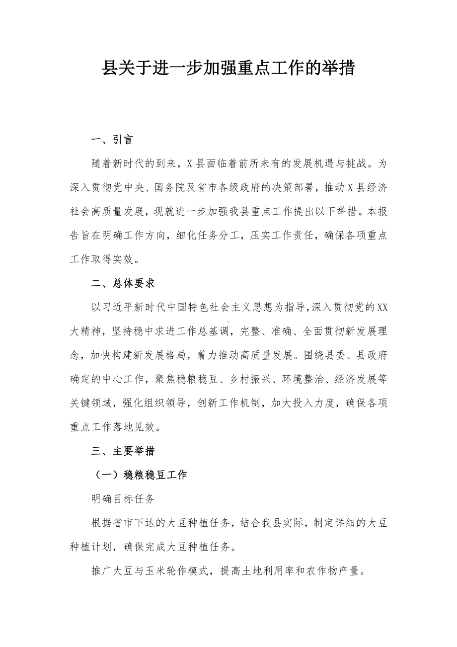 县关于进一步加强重点工作的举措.docx_第1页