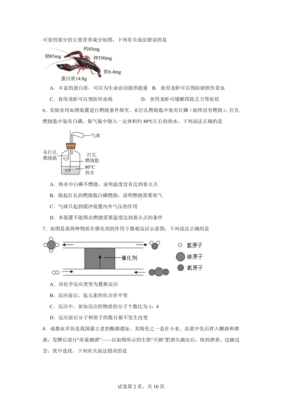 2024年四川省成都市武侯区棕北中学三模化学试题.docx_第2页