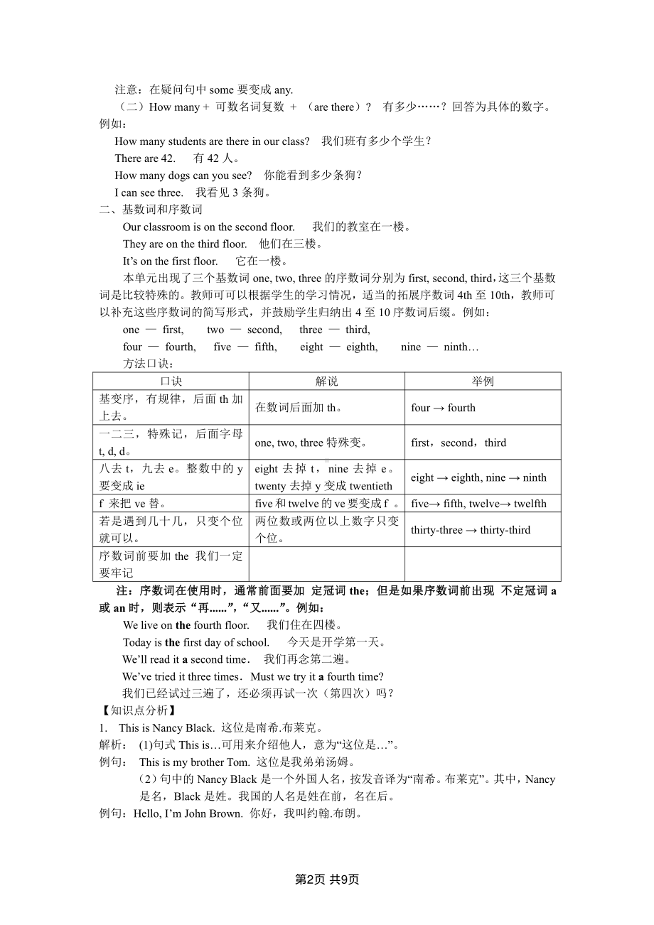 江苏译林版五年级英语上册第二单元知识+试卷及答案.pdf_第2页