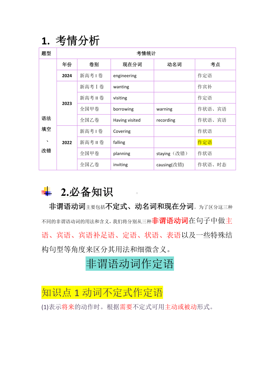 非谓语动词复习 讲义-2025届高三英语上学期一轮复习专项.docx_第3页