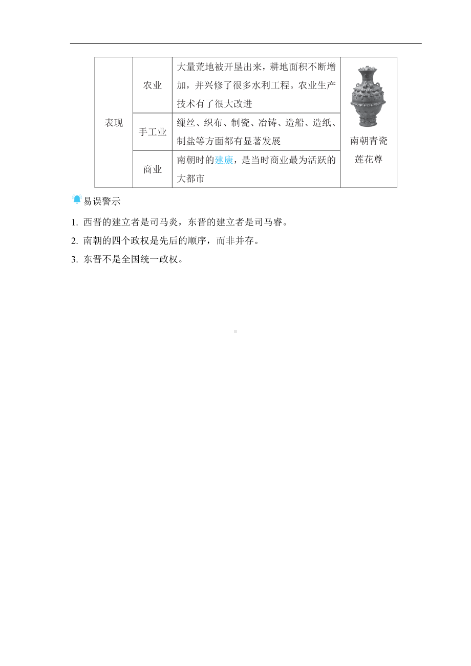 第18 课 东晋南朝政治和江南地区开发 基础知识背记册-（2024新部编）统编版七年级上册《历史》.doc_第2页