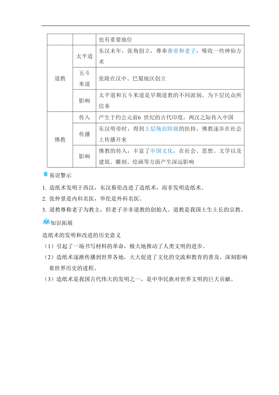 第15 课 秦汉时期的科技与文化 基础知识背记册-（2024新部编）统编版七年级上册《历史》.doc_第2页