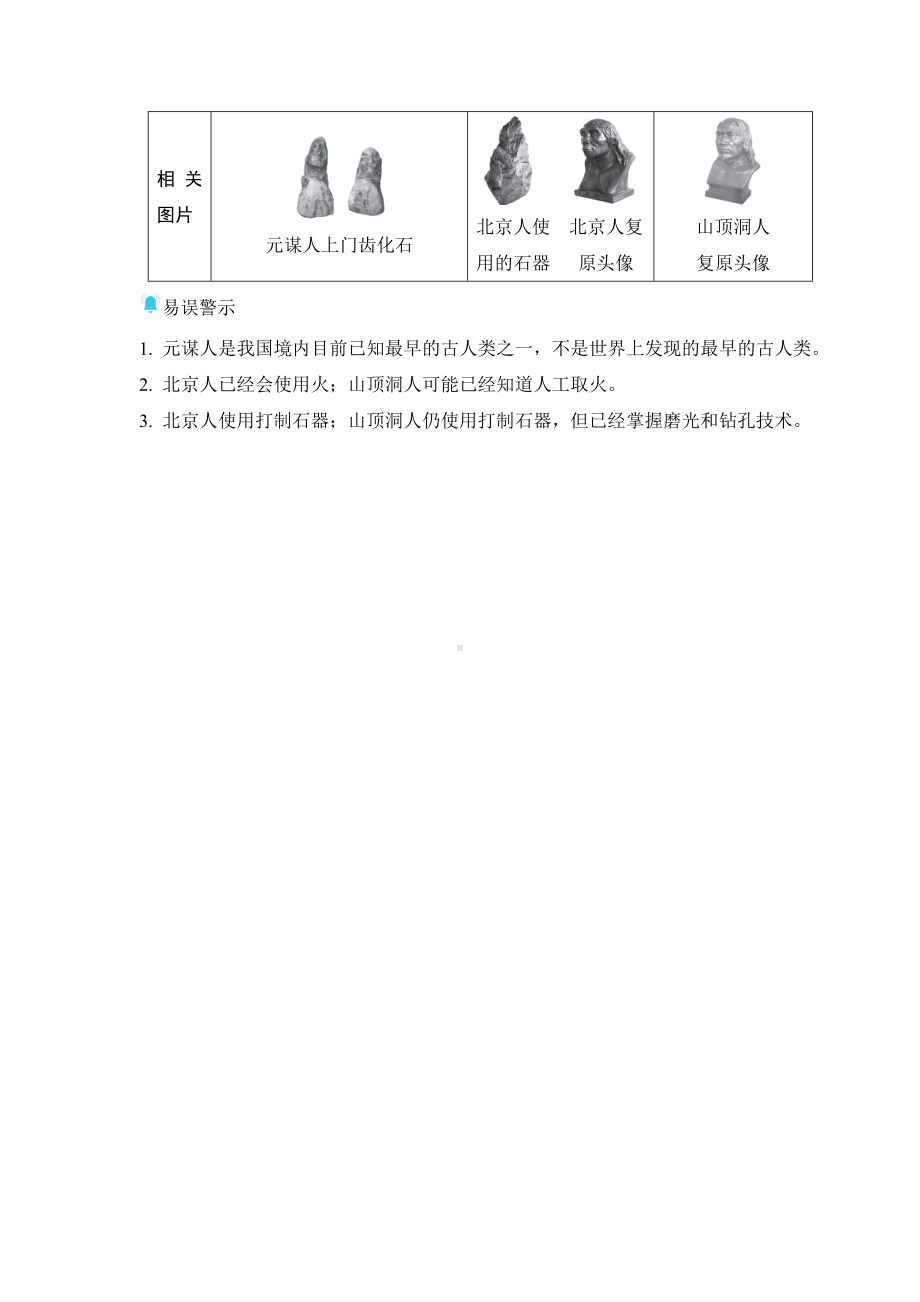 第1 课 远古时期的人类活动 基础知识背记册-（2024新部编）统编版七年级上册《历史》.doc_第2页