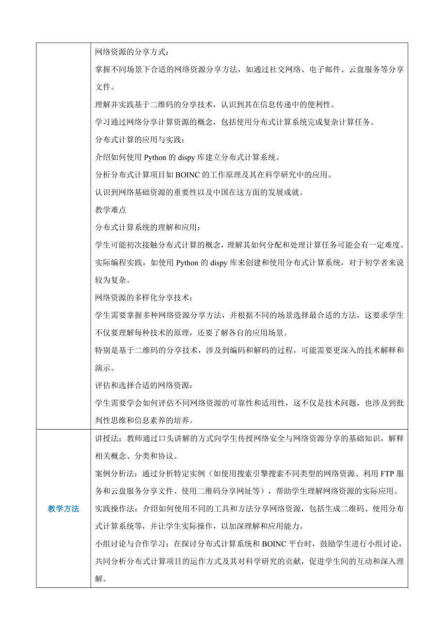 第3章网络安全与网络资源3.2网络资源分享 教案（表格式）-2024新人教中图版（2019）《高中信息技术》选择性必修第二册.docx_第2页