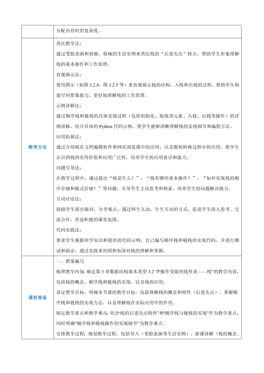 第3章数据结构基本类型3.2操作受限的线性表——栈 教案（表格式）-2024新人教中图版（2019）《高中信息技术》选择性必修第一册.docx_第3页