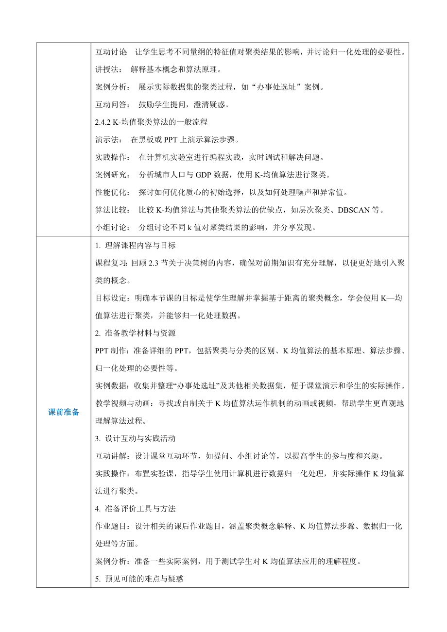 第2章人工智能技术基本原理2.4使用K—均值算法进行聚类-教案（表格式）-2024新人教中图版（2019）《高中信息技术》选择性必修第四册.docx_第3页