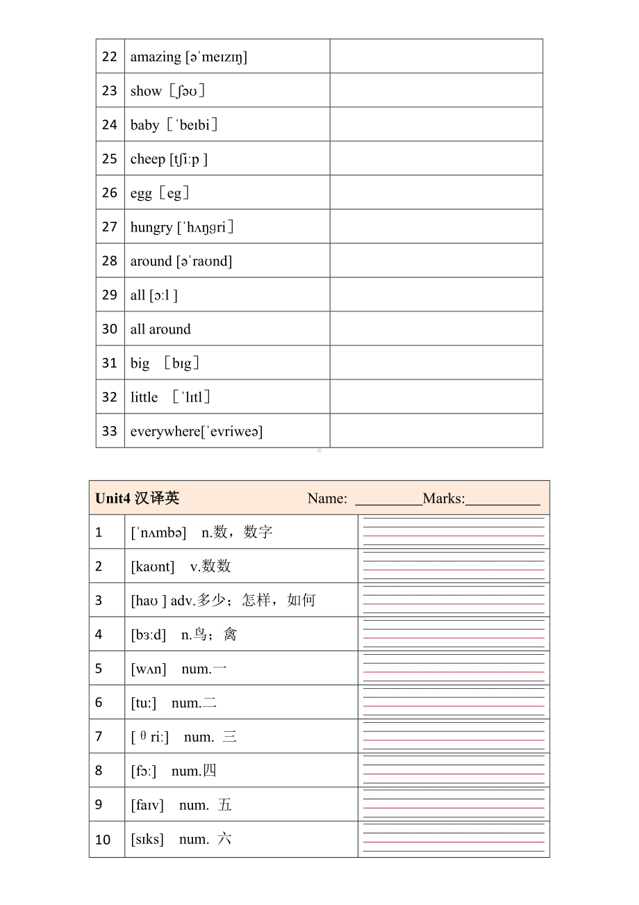 Unit4 Fun with numbers词汇过关(专项练习）-2024新外研版（三起）三年级上册《英语》.docx_第2页