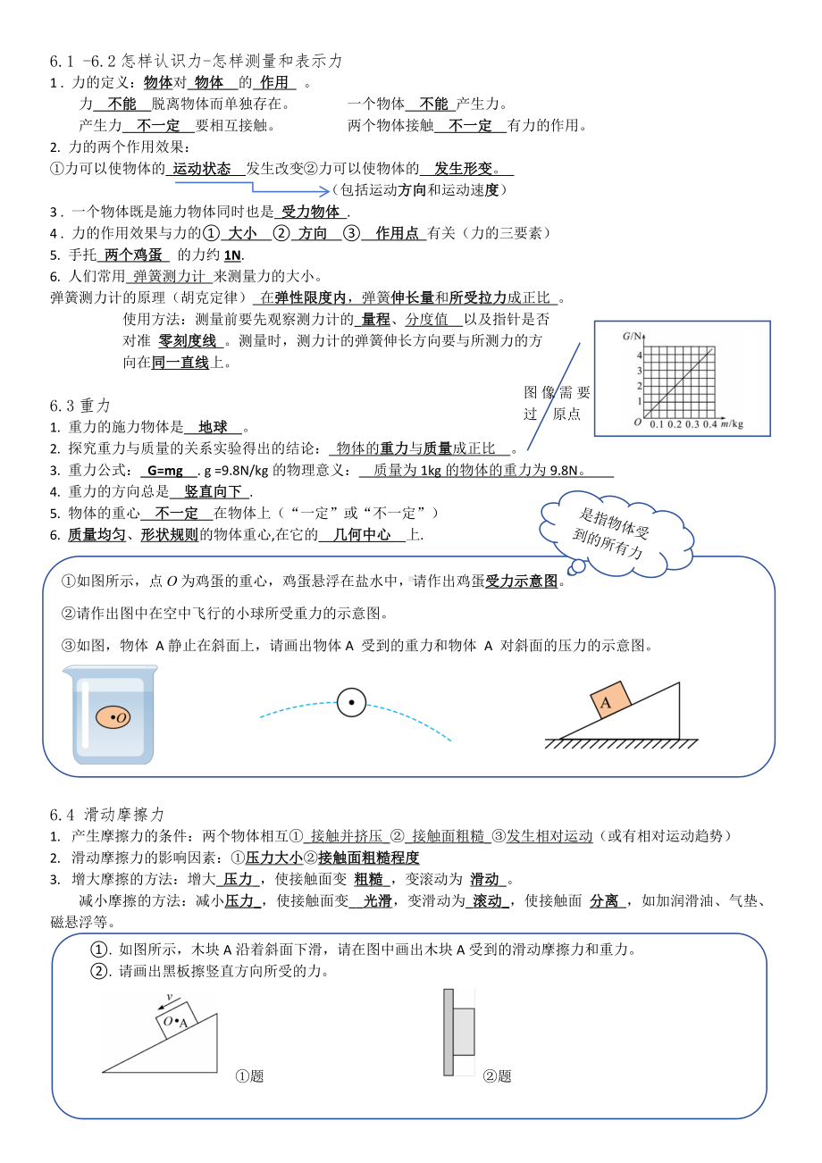 第六章力和机械讲义 2023-2024学年沪粤版八年级下册物理.docx_第1页