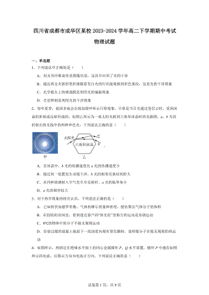 四川省成都市成华区某校2023-2024学年高二下学期期中考试物理试题.docx