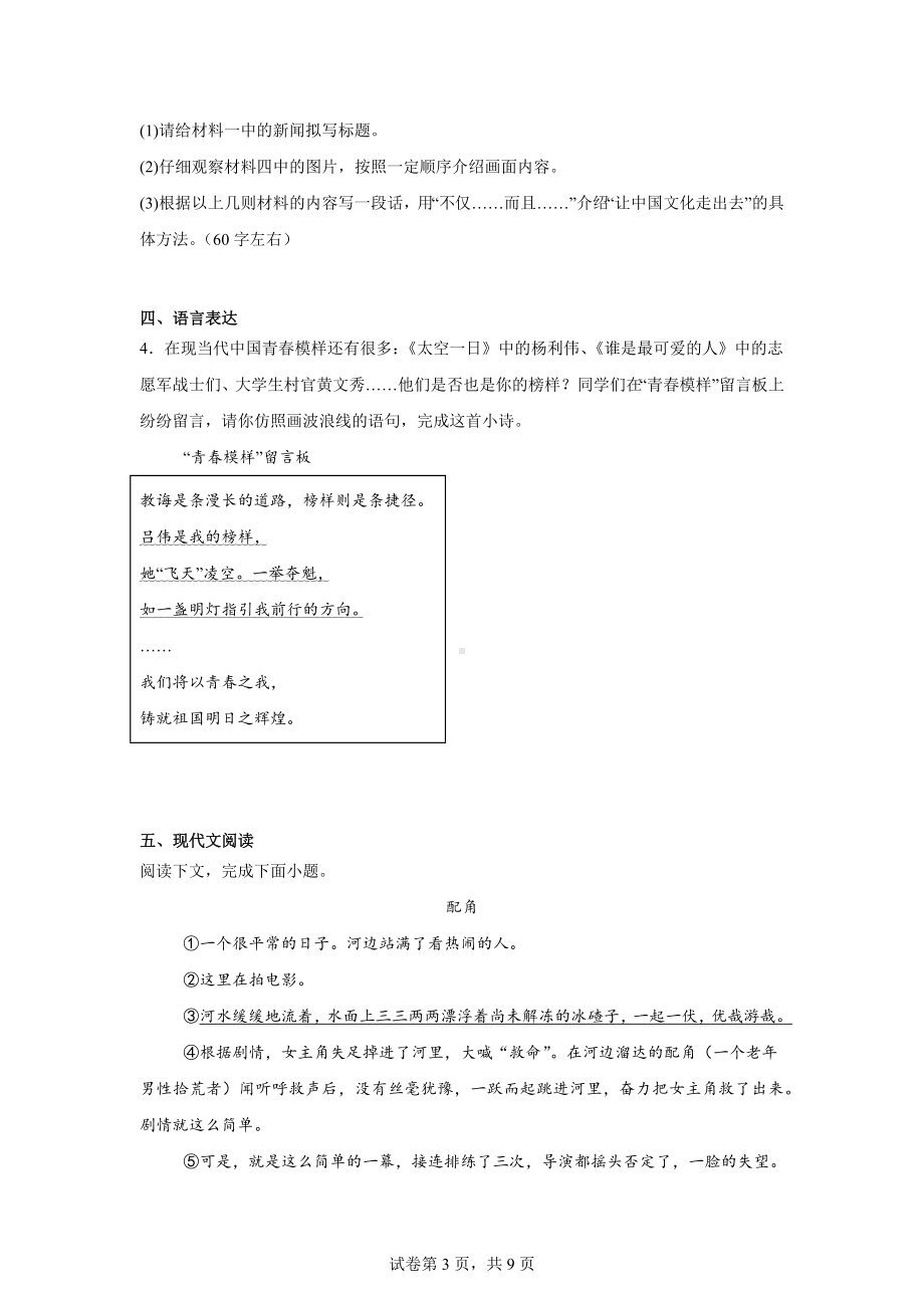 2024年河南省中考预测语文试题（三）.docx_第3页