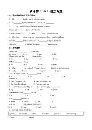 Unit 1 语法专题-2024新牛津译林版七年级上册《英语》.docx