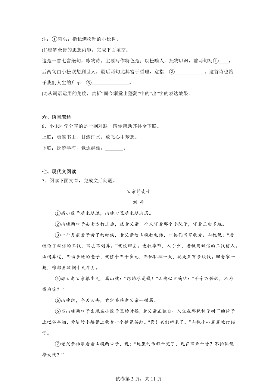 2024年内蒙古自治区赤峰市宁城县中考一模语文试题.docx_第3页