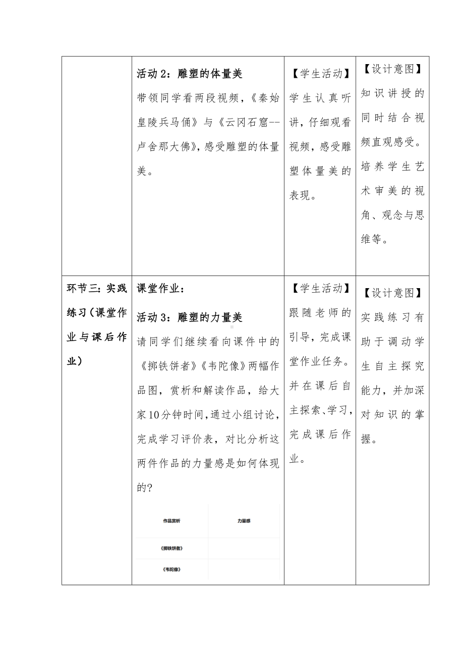 3.2 体量与力量——雕塑的美感 教学设计-2024新人美版（2019）《高中美术》必修美术鉴赏.docx_第3页