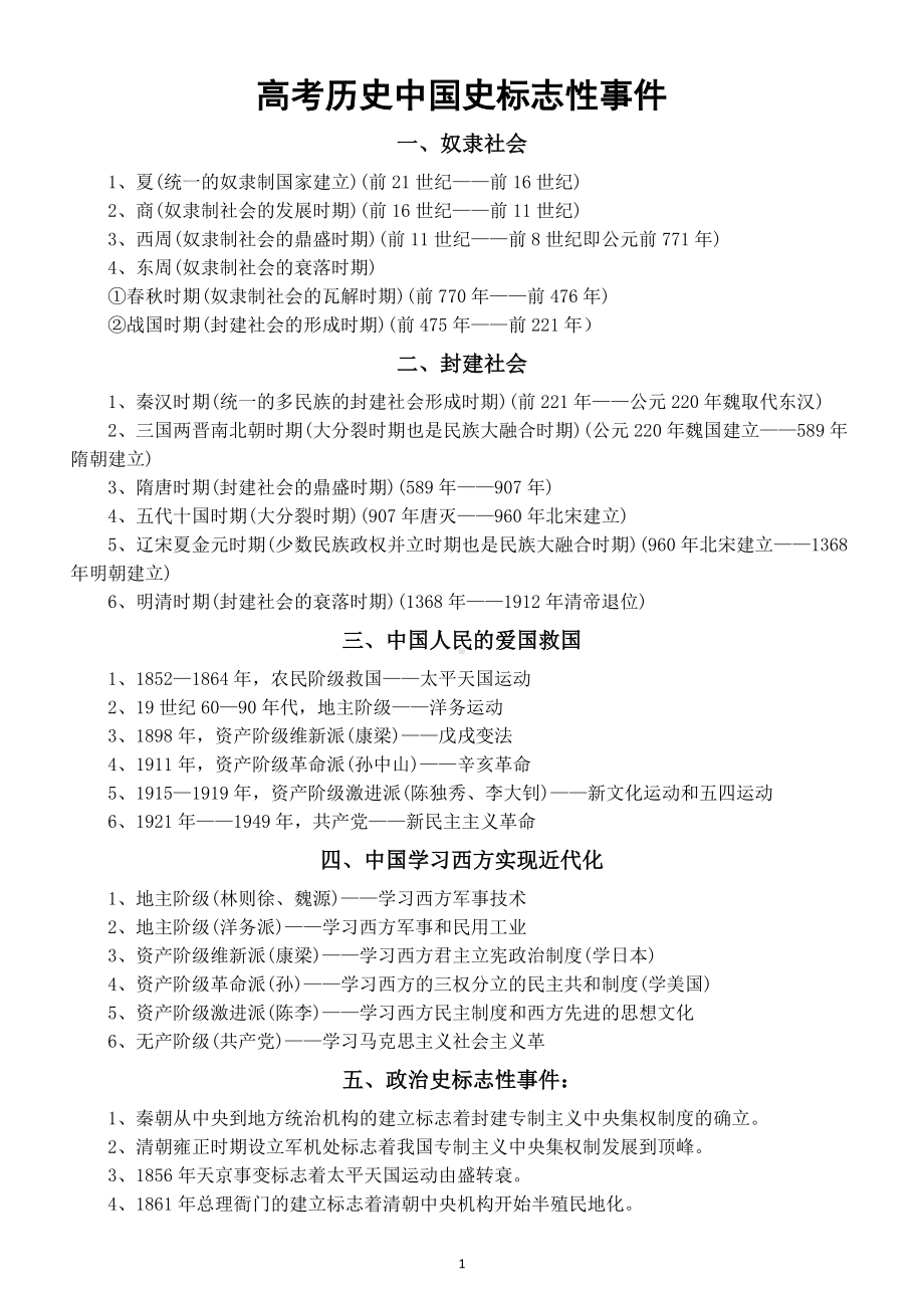 高中历史2025届高考中国史标志性事件汇总.doc_第1页