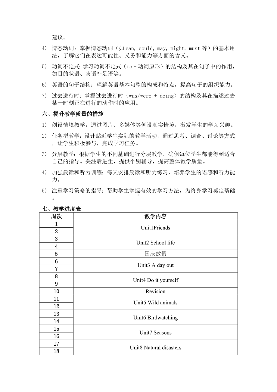 2024新牛津译林版八年级上册《英语》教学计划.docx_第2页