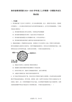 陕西省教育联盟2024—2025学年高三上学期第一次模拟考试生物试卷.docx