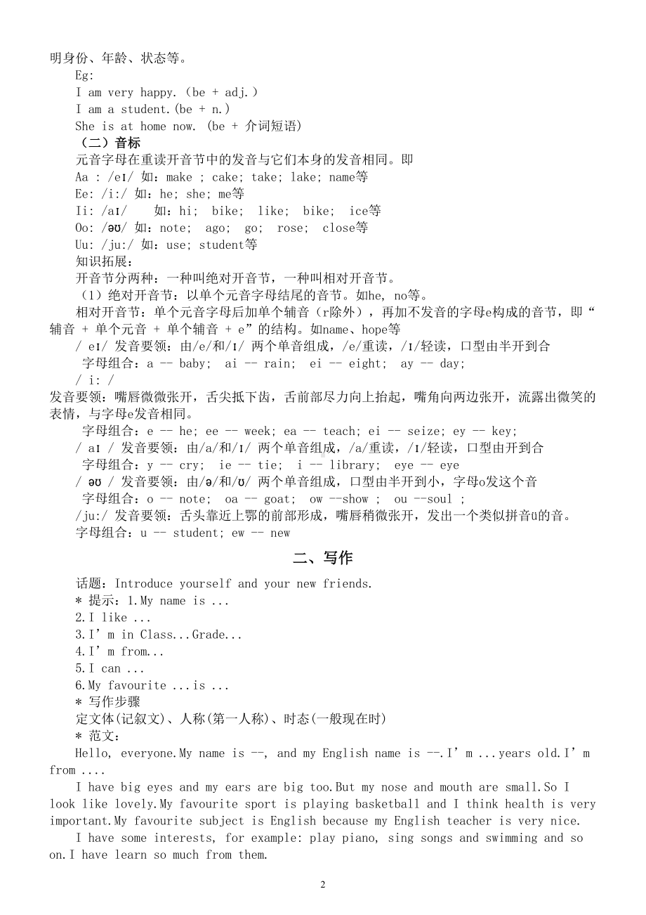 初中英语新译林版七年级上册Unit 1 This is me语法和写作知识讲解.doc_第2页