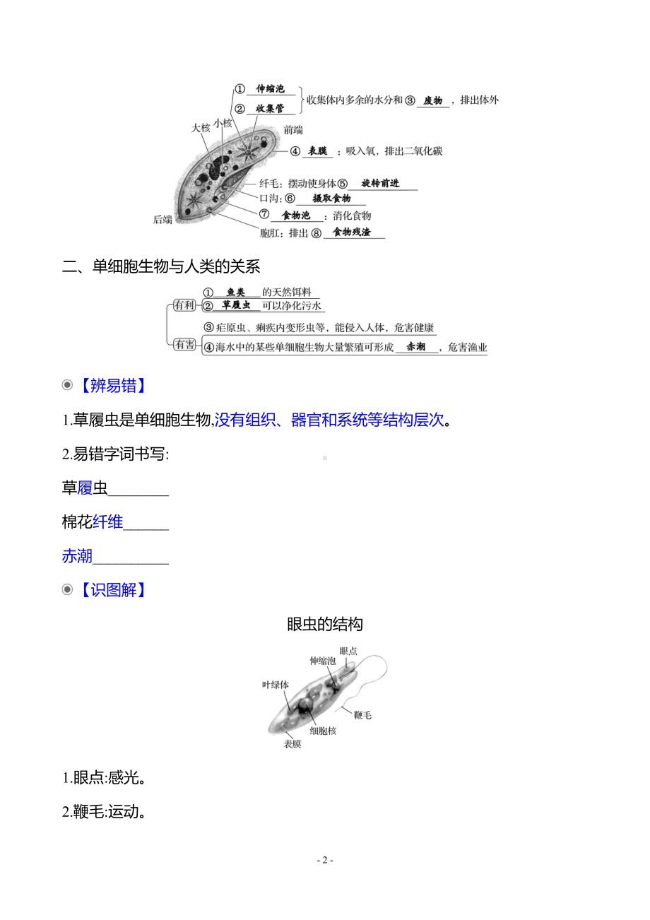 生物人教版7年级上（2024）第一单元　第三章　第四节　单细胞生物（教案）.docx_第2页