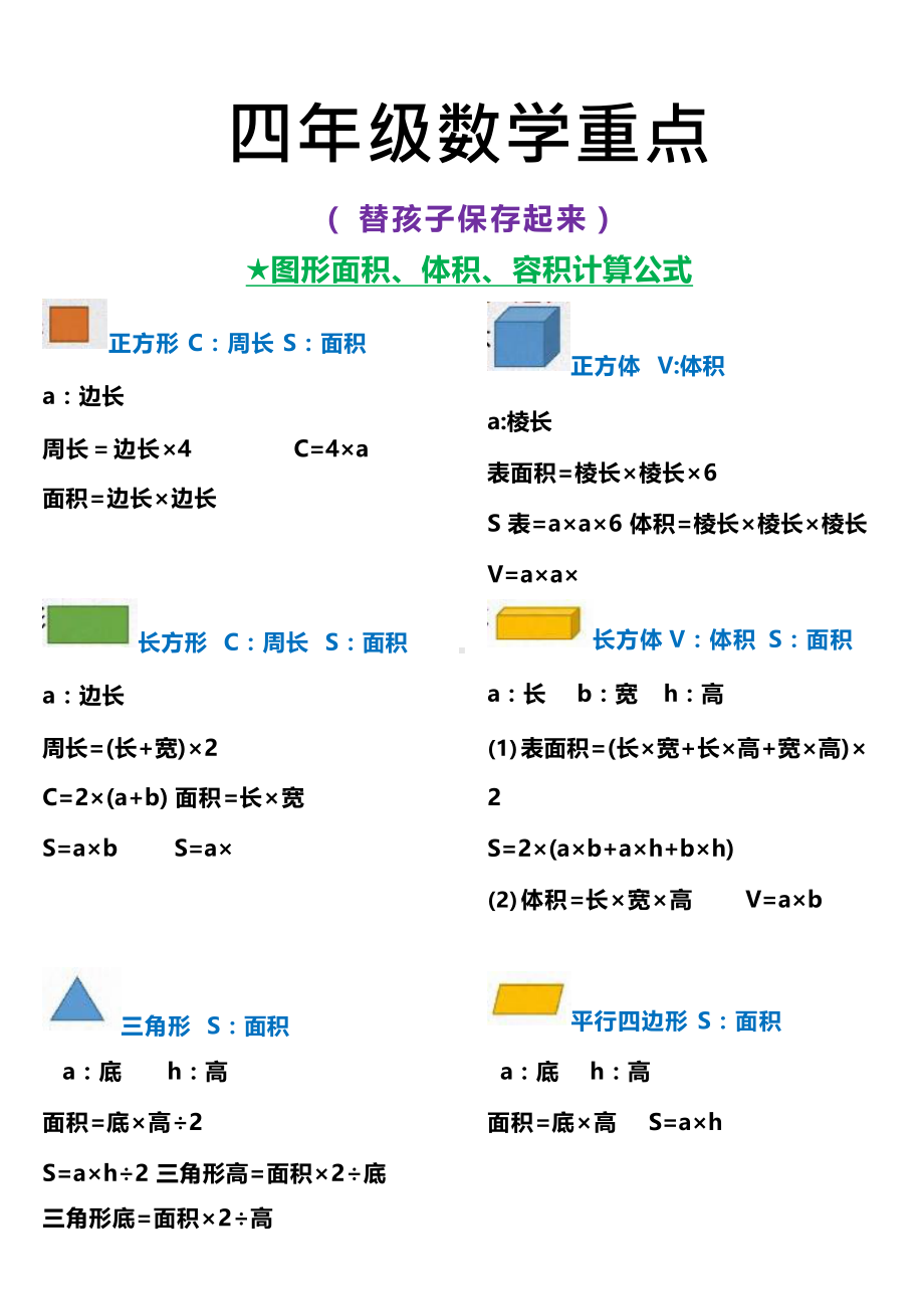 四（上）数学图形计算公式 .docx_第1页