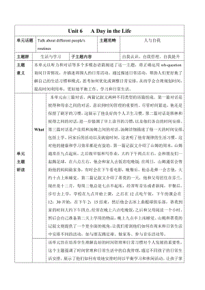 2024新人教版七年级上册《英语》Unit 6 A Day in the Life 大单元整体教学设计..docx