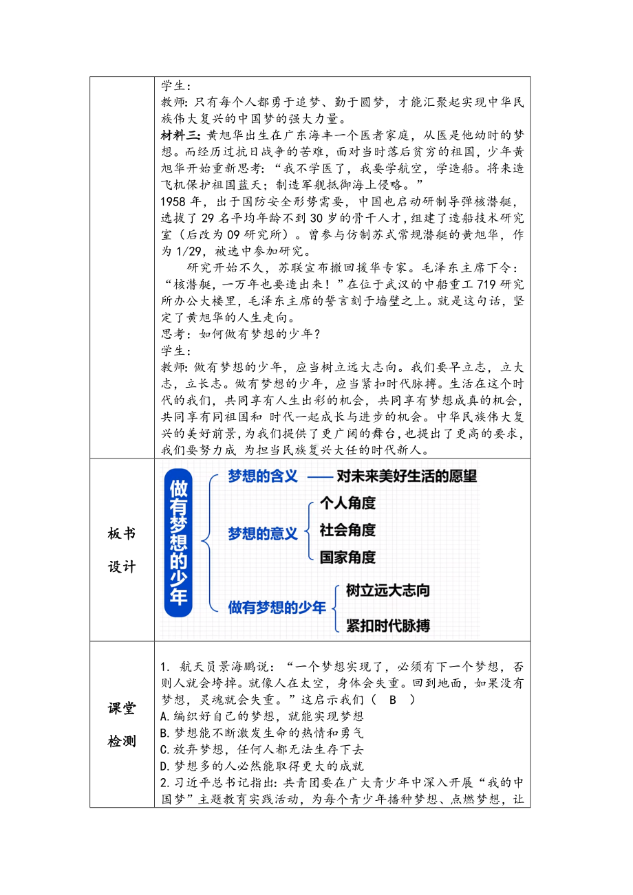 3.2 做有梦想的少年 教学设计-（2024新）统编版七年级上册《道德与法治》.docx_第3页