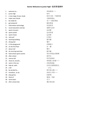 2024新外研版七年级上册《英语》Units 1~6 短语背诵清单.docx